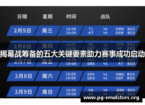 揭幕战筹备的五大关键要素助力赛事成功启动