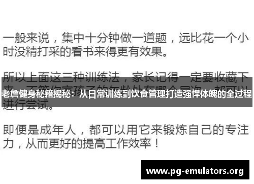 老詹健身秘籍揭秘：从日常训练到饮食管理打造强悍体魄的全过程